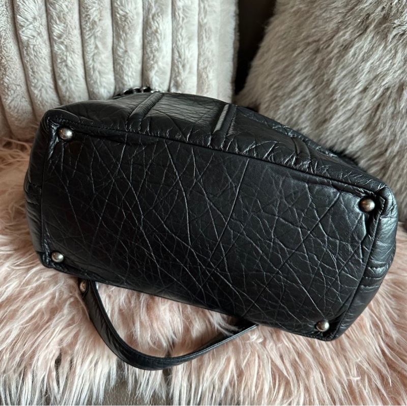 香奈兒黑色皮革鏈條托特包 多容量 鏈條包 肩背包 手提包 Chanel Paris-Moscow Black Calfskin Moscow Shopping small Tote chain bag-8