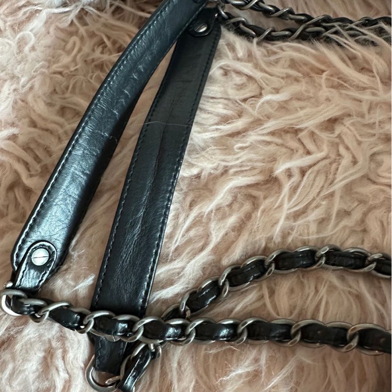 香奈兒黑色皮革鏈條托特包 多容量 鏈條包 肩背包 手提包 Chanel Paris-Moscow Black Calfskin Moscow Shopping small Tote chain bag-16