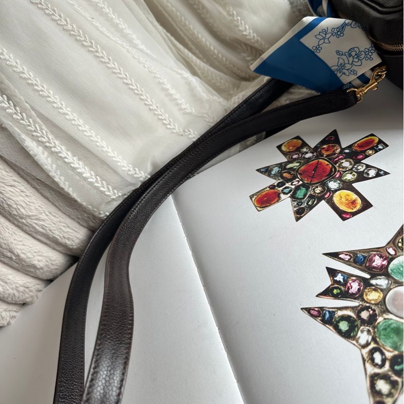 香奈兒魚子醬深啡色 皮革化妝包  1997 復古香奈兒 CC Vanity 化妝包 斜挎包 側背包 小盒子 盒子 手提包 chanel vanity caviar bag-23