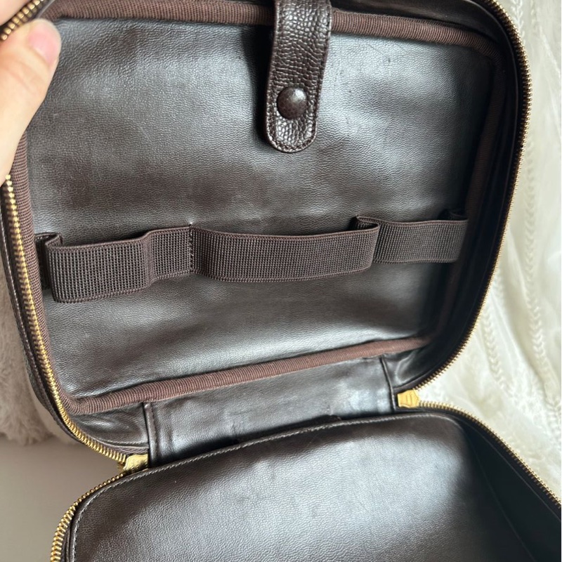 香奈兒魚子醬深啡色 皮革化妝包  1997 復古香奈兒 CC Vanity 化妝包 斜挎包 側背包 小盒子 盒子 手提包 chanel vanity caviar bag-28