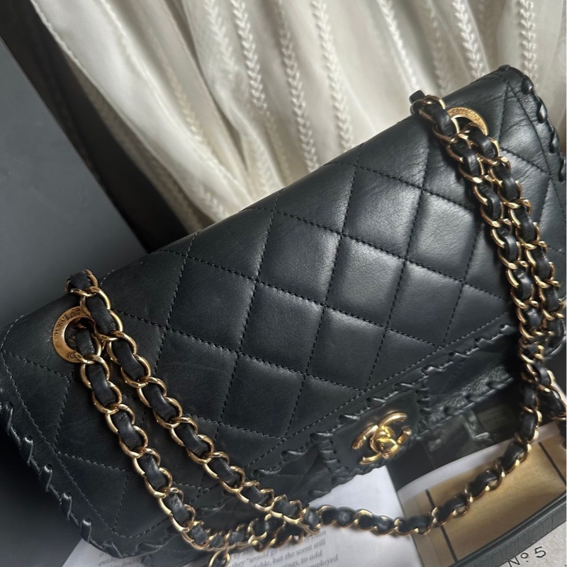 香奈兒單蓋包黑色小牛皮單蓋鏈條包 肩背包 斜背包 香奈兒 bag 斜挎包 單蓋包 CC chanel black calfskin single flap chain-9