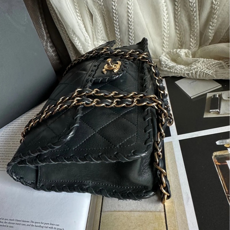 香奈兒單蓋包黑色小牛皮單蓋鏈條包 肩背包 斜背包 香奈兒 bag 斜挎包 單蓋包 CC chanel black calfskin single flap chain-10