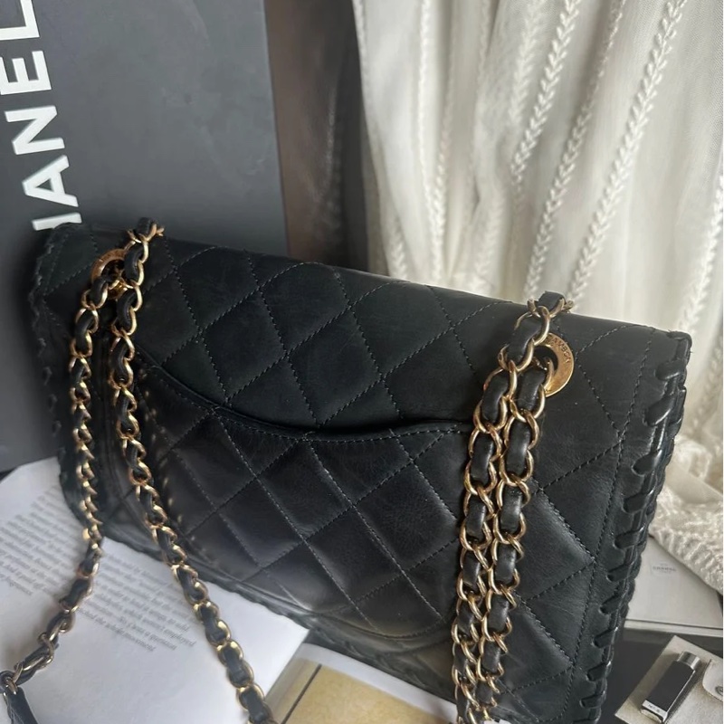 香奈兒單蓋包黑色小牛皮單蓋鏈條包 肩背包 斜背包 香奈兒 bag 斜挎包 單蓋包 CC chanel black calfskin single flap chain-12