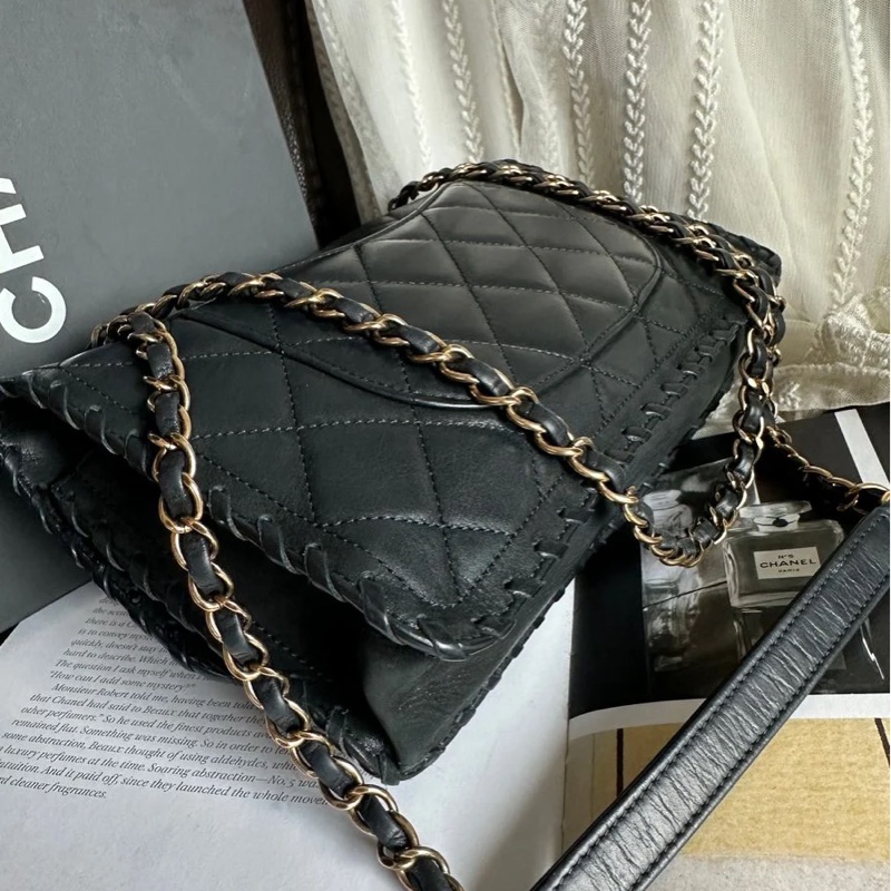 香奈兒單蓋包黑色小牛皮單蓋鏈條包 肩背包 斜背包 香奈兒 bag 斜挎包 單蓋包 CC chanel black calfskin single flap chain-15