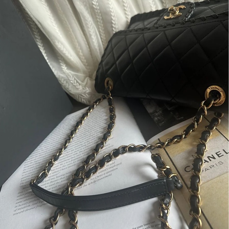 香奈兒單蓋包黑色小牛皮單蓋鏈條包 肩背包 斜背包 香奈兒 bag 斜挎包 單蓋包 CC chanel black calfskin single flap chain-18