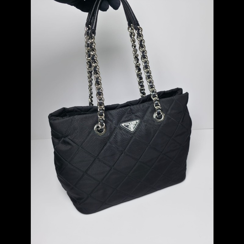 Prada 黑色Tessuto Impuntu Tote Bag(可單肩/斜背)-7
