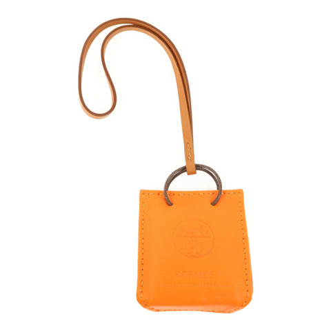 HERMES Milo皮革/Swift皮革Sac Orange Bag Charm掛飾Orange
