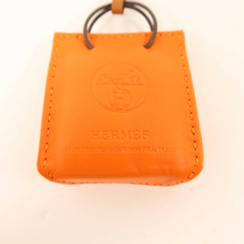 HERMES Milo皮革/Swift皮革Sac Orange Bag Charm掛飾Orange-6