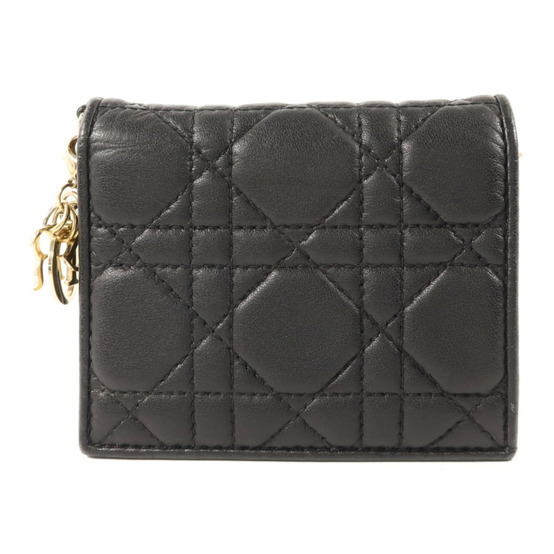 Dior 羊皮皮革Mini Lady Dior Gardenia Wallet金扣錢包-0