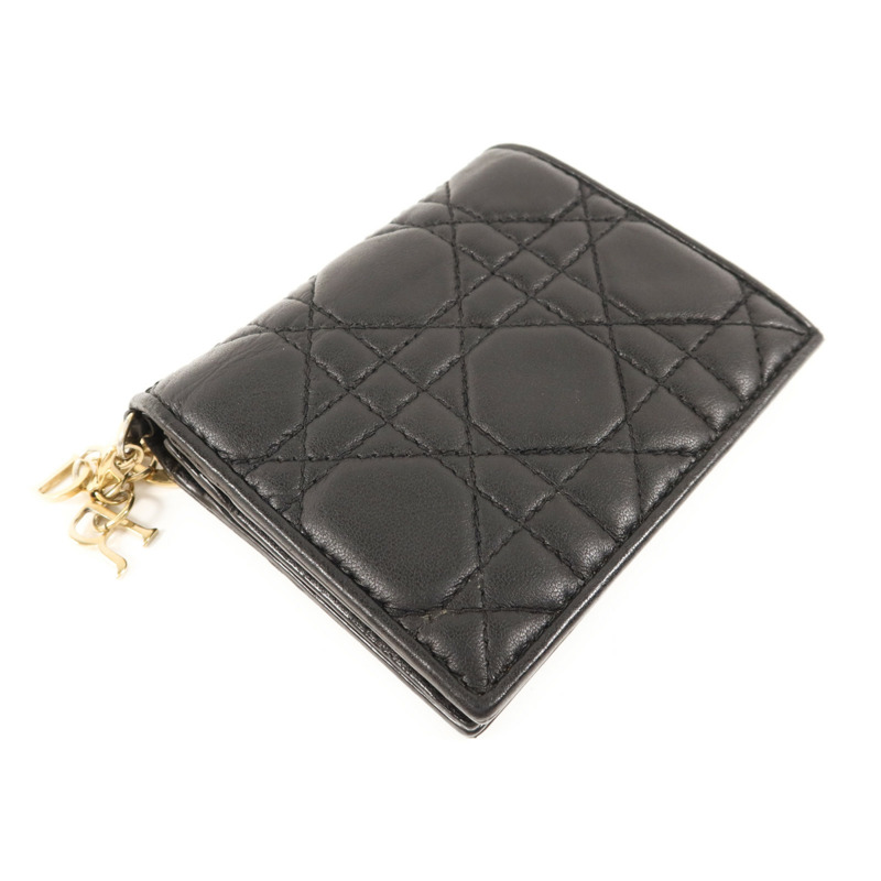 Dior 羊皮皮革Mini Lady Dior Gardenia Wallet金扣錢包-2