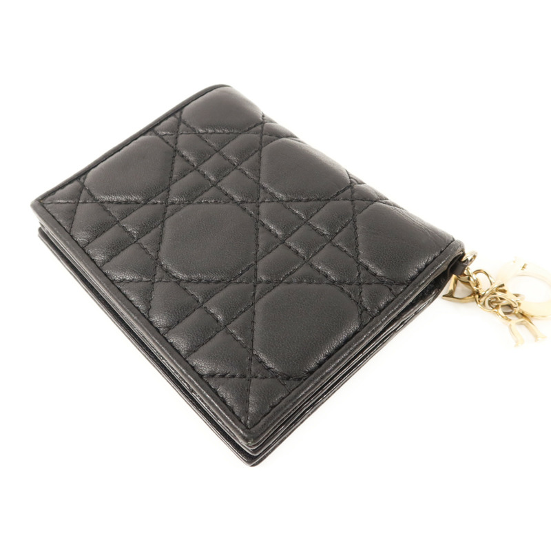 Dior 羊皮皮革Mini Lady Dior Gardenia Wallet金扣錢包-3