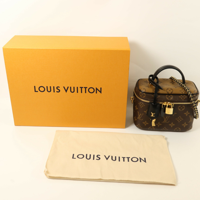 LOUIS VUITTON Monogram Reverse Vanity PM金扣鏈帶手挽肩背兩用袋-7