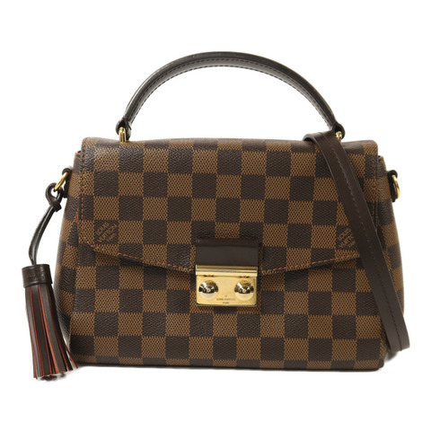 LOUIS VUITTON Damier Croisette金扣手挽肩背兩用袋