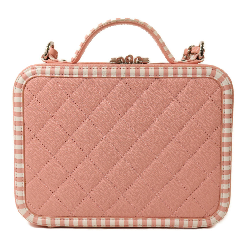 CHANEL 牛皮皮革Vanity Case銀扣鏈帶手挽肩背兩用袋-1