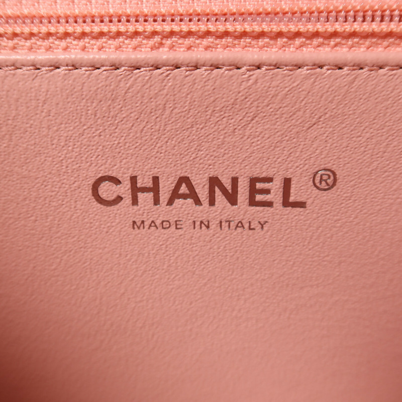 CHANEL 牛皮皮革Vanity Case銀扣鏈帶手挽肩背兩用袋-5