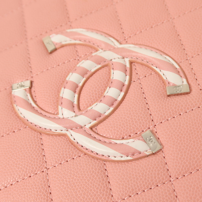 CHANEL 牛皮皮革Vanity Case銀扣鏈帶手挽肩背兩用袋-11