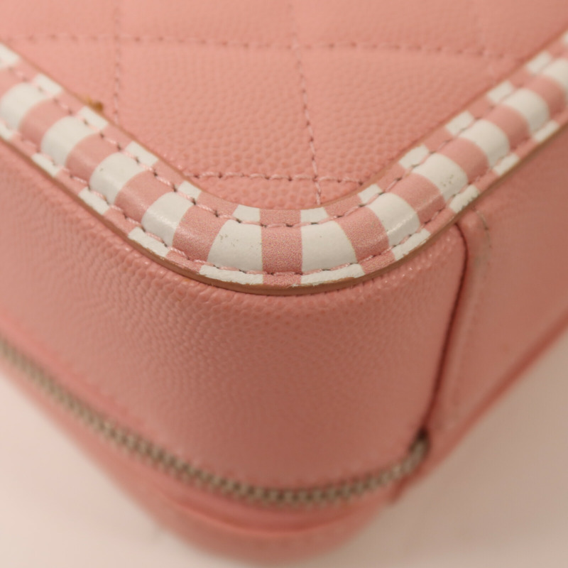 CHANEL 牛皮皮革Vanity Case銀扣鏈帶手挽肩背兩用袋-14