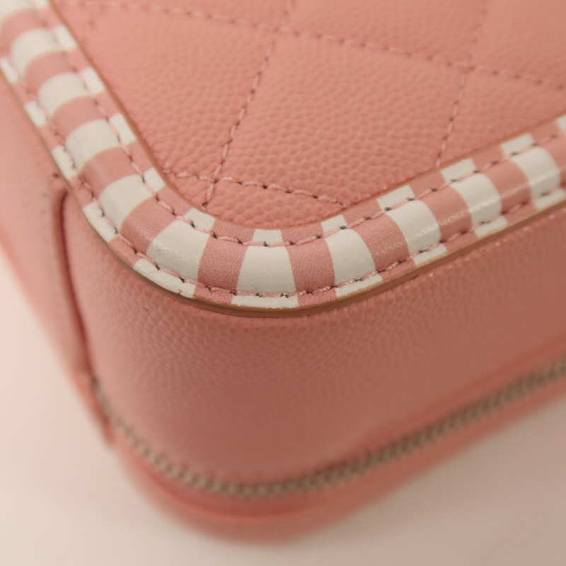 CHANEL 牛皮皮革Vanity Case銀扣鏈帶手挽肩背兩用袋-16