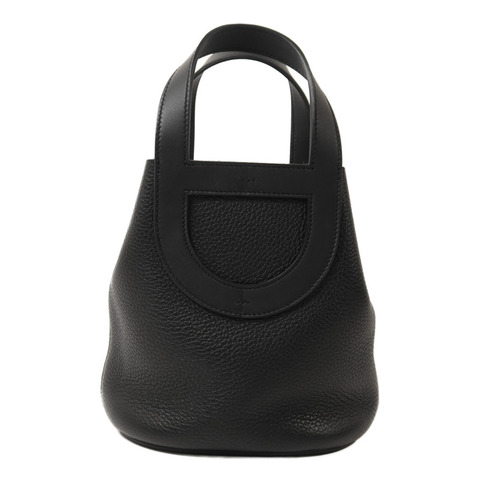 HERMES Clemence皮革In The Loop 18銀扣手挽袋Noir