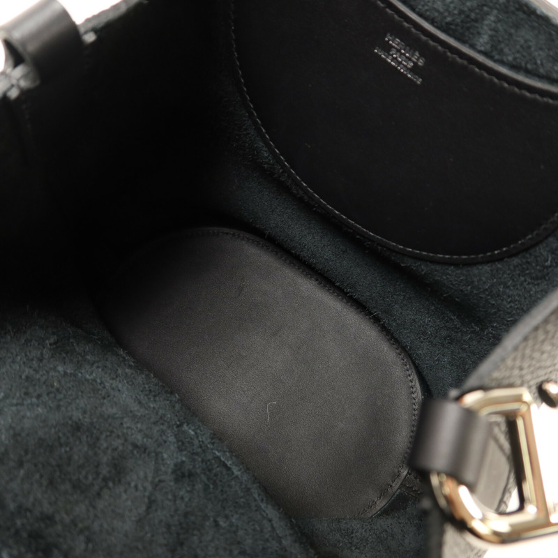 HERMES Clemence皮革In The Loop 18銀扣手挽袋Noir-4