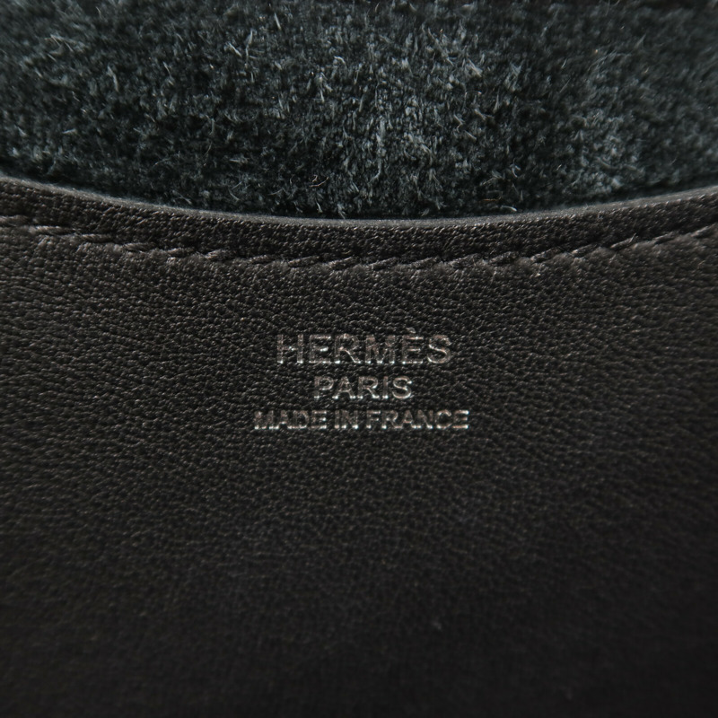HERMES Clemence皮革In The Loop 18銀扣手挽袋Noir-5