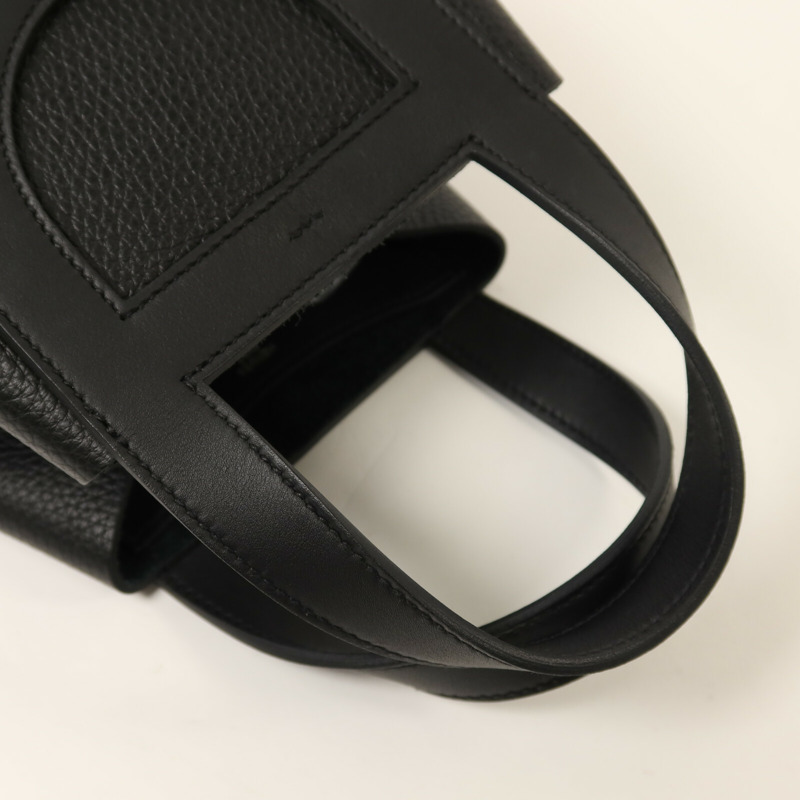 HERMES Clemence皮革In The Loop 18銀扣手挽袋Noir-7