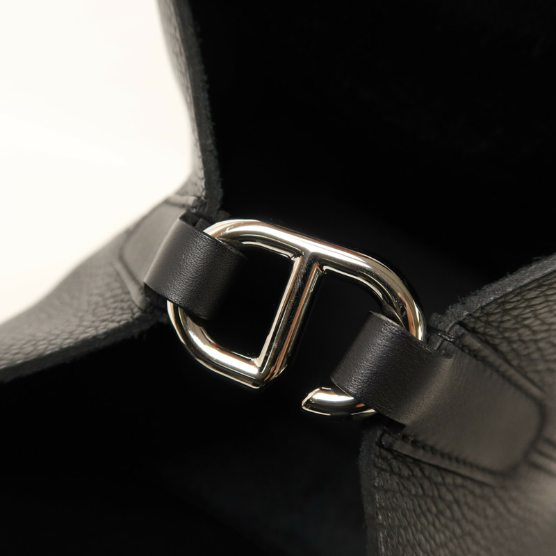 HERMES Clemence皮革In The Loop 18銀扣手挽袋Noir-9