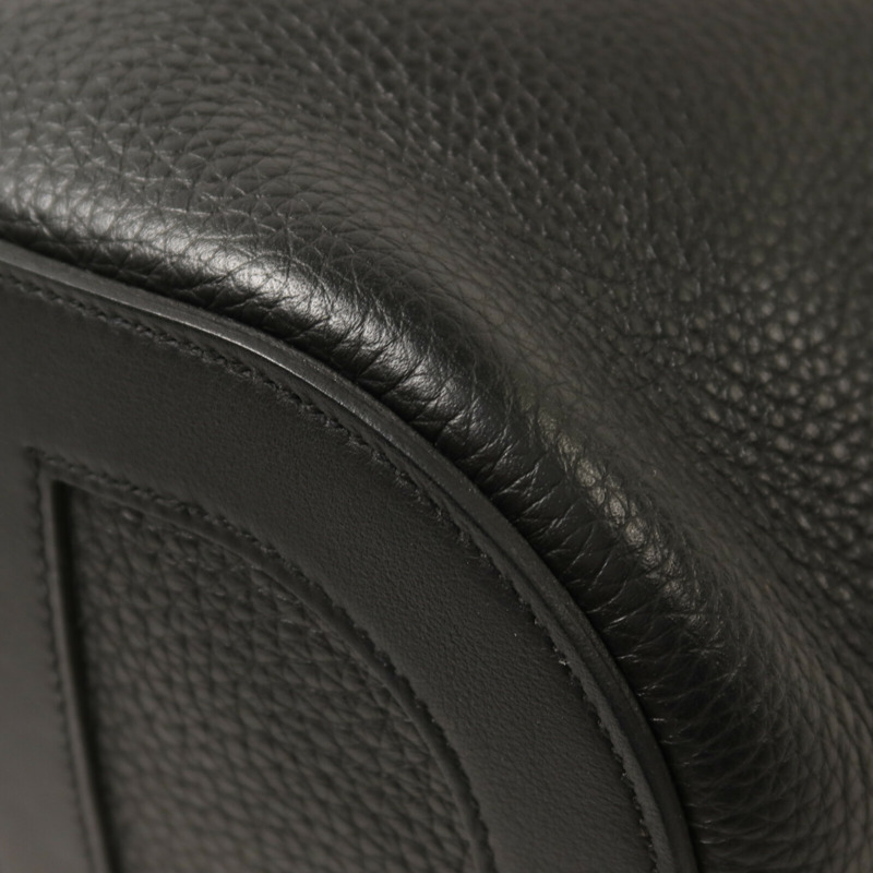 HERMES Clemence皮革In The Loop 18銀扣手挽袋Noir-11