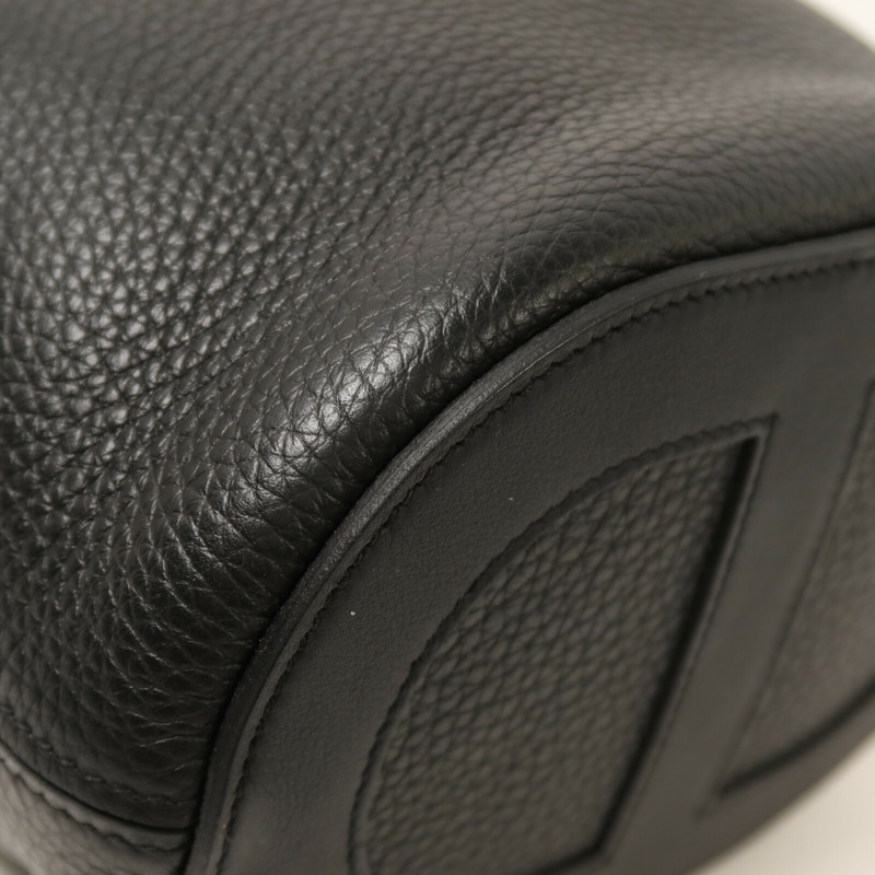 HERMES Clemence皮革In The Loop 18銀扣手挽袋Noir-12