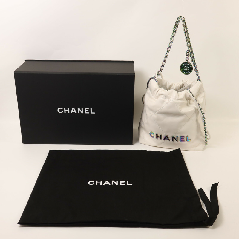 CHANEL 牛皮皮革Chanel 22 Mini鏈帶手挽肩背兩用袋-8