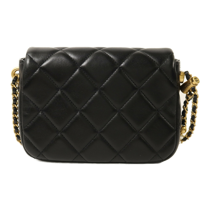 CHANEL 羊皮皮革Chain Shoulder金扣鏈帶肩背袋-1