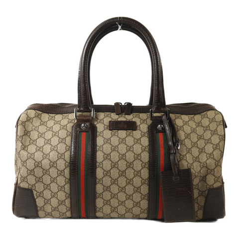 GUCCI 塗層帆布Boston Bag銀扣手挽袋