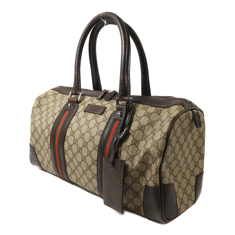 GUCCI 塗層帆布Boston Bag銀扣手挽袋-2