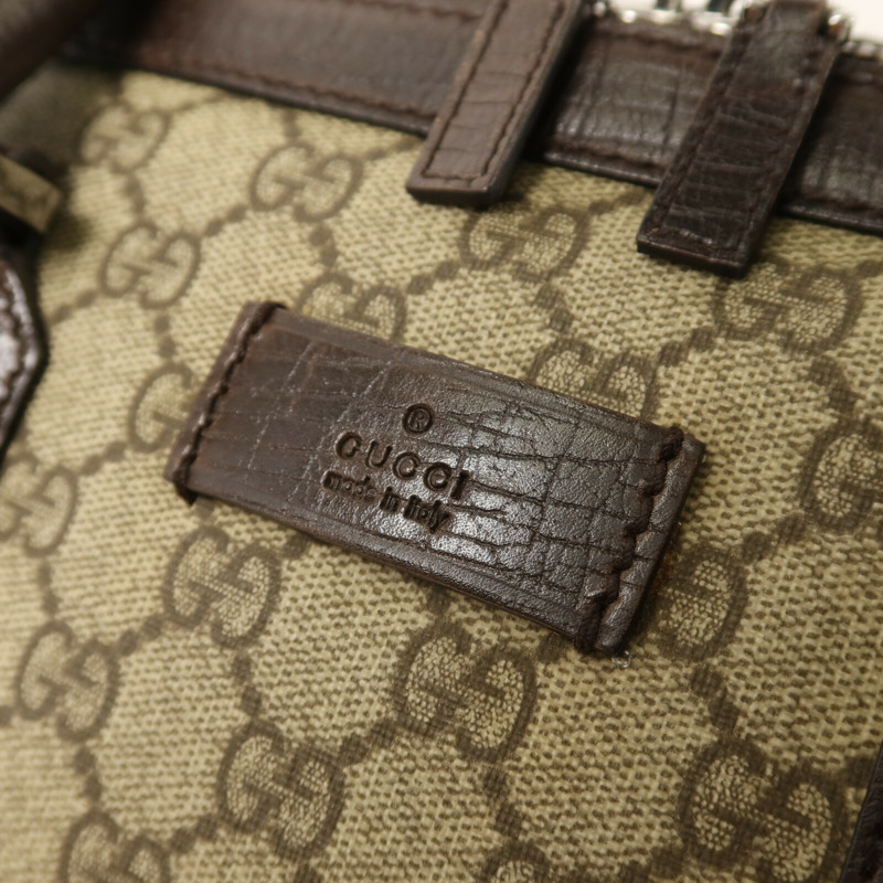 GUCCI 塗層帆布Boston Bag銀扣手挽袋-9