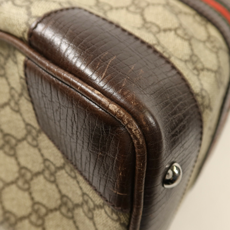 GUCCI 塗層帆布Boston Bag銀扣手挽袋-12