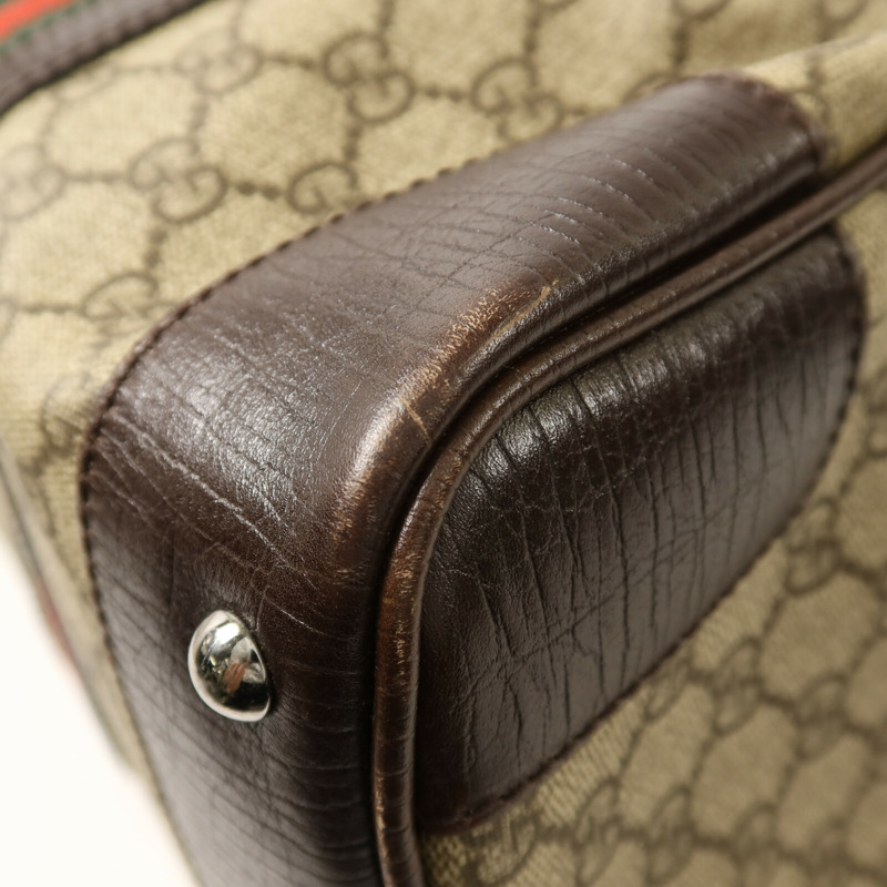 GUCCI 塗層帆布Boston Bag銀扣手挽袋-13