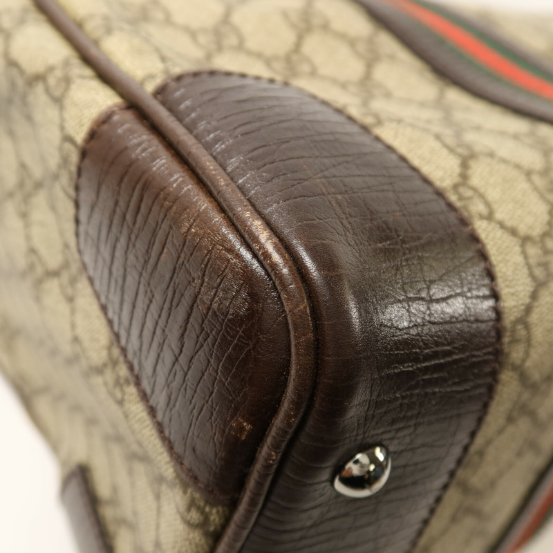 GUCCI 塗層帆布Boston Bag銀扣手挽袋-14