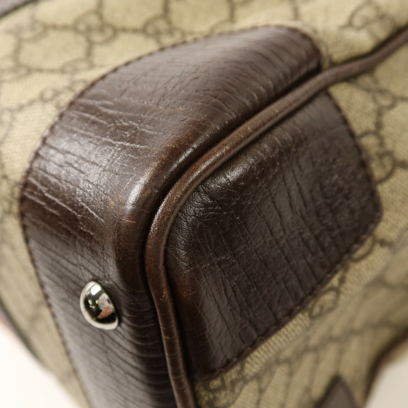 GUCCI 塗層帆布Boston Bag銀扣手挽袋-15