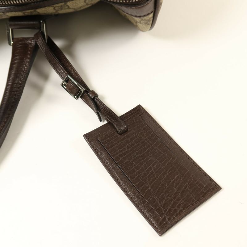 GUCCI 塗層帆布Boston Bag銀扣手挽袋-16