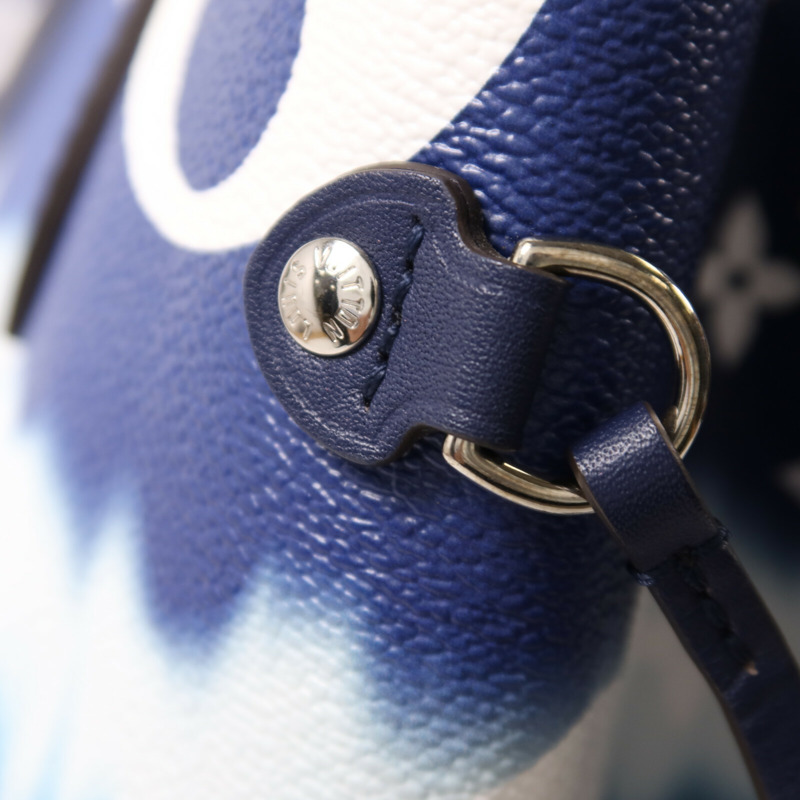 LOUIS VUITTON Monogram Escale Neverfull MM銀扣手挽袋-10
