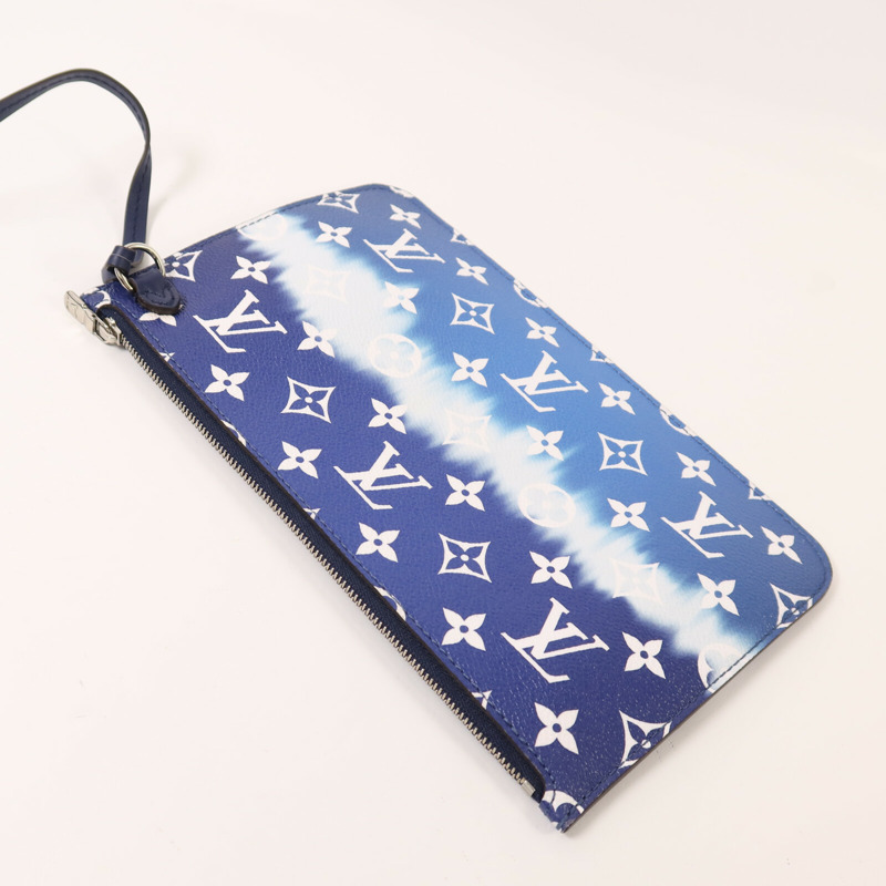 LOUIS VUITTON Monogram Escale Neverfull MM銀扣手挽袋-16