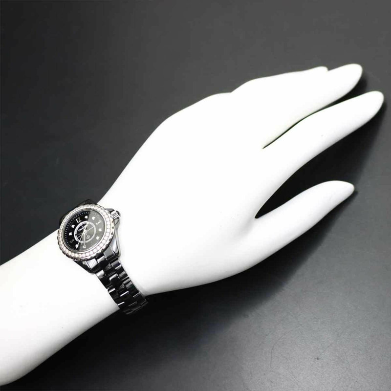 香奈兒 J12 29毫米 H2571 鑲鑽錶圈女錶 黑色陶瓷 8P 石英錶-1