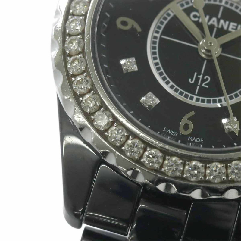 香奈兒 J12 29毫米 H2571 鑲鑽錶圈女錶 黑色陶瓷 8P 石英錶-5