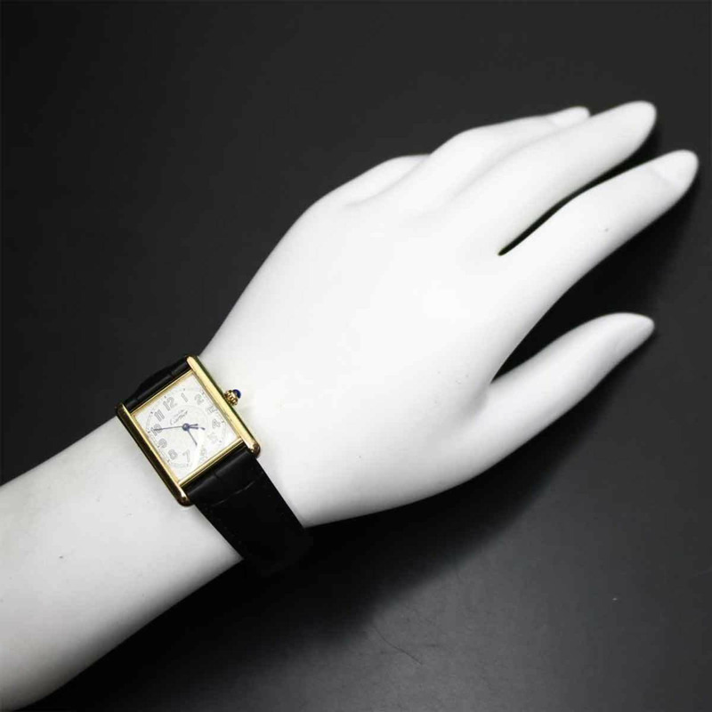 卡地亞 Must Tank Vermeil XL W1013954 男士腕錶 白色 SV925 石英錶-1