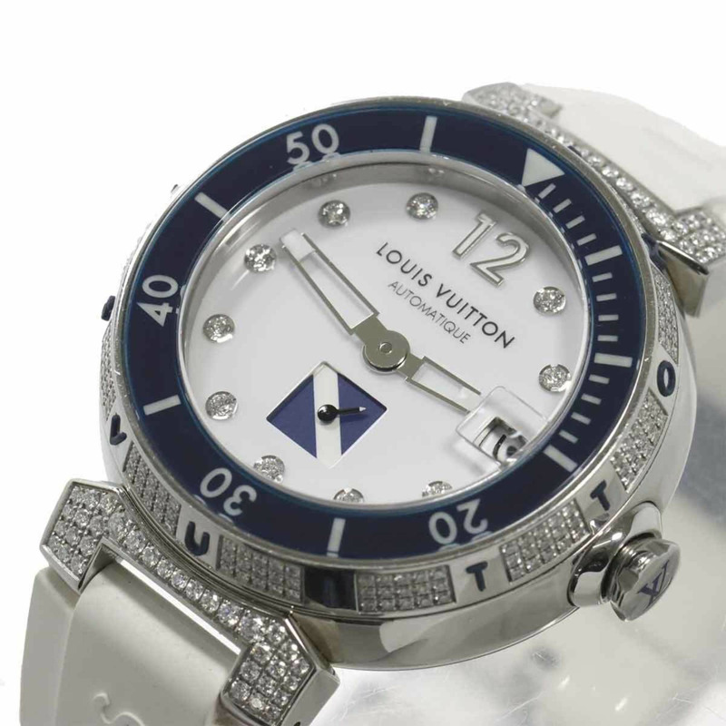路易威登 Tambour Diving Q113C 男士腕錶 鑽石日期顯示 白色 自動上鍊-5