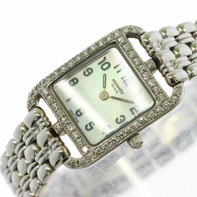 愛馬仕 Cape Cod Mini CC1 192 女士腕錶,鑲鑽錶圈,白色錶殼,18K 金錶殼,純石英機芯-5