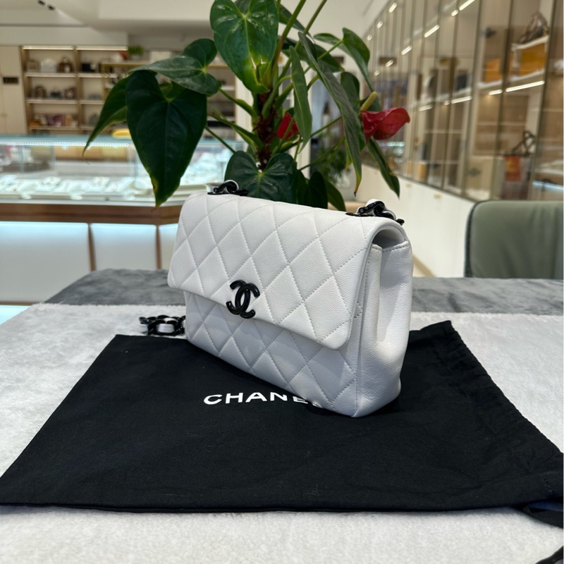 chanel/香奈兒 黑白熊貓荔枝皮牛皮 大mini20  CF鏈條包-2