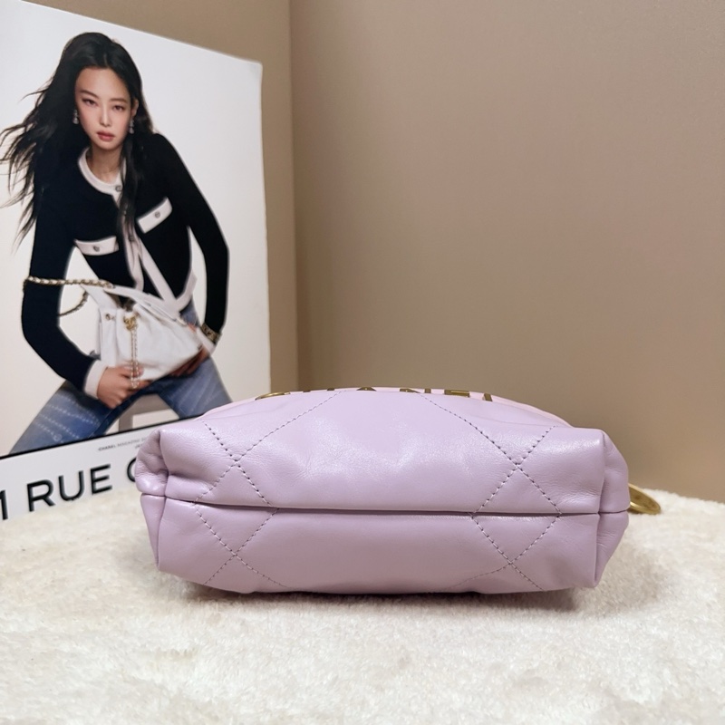 Chanel 香奈兒 24S 22bag 垃圾袋 mini 粉色拼紫色-4