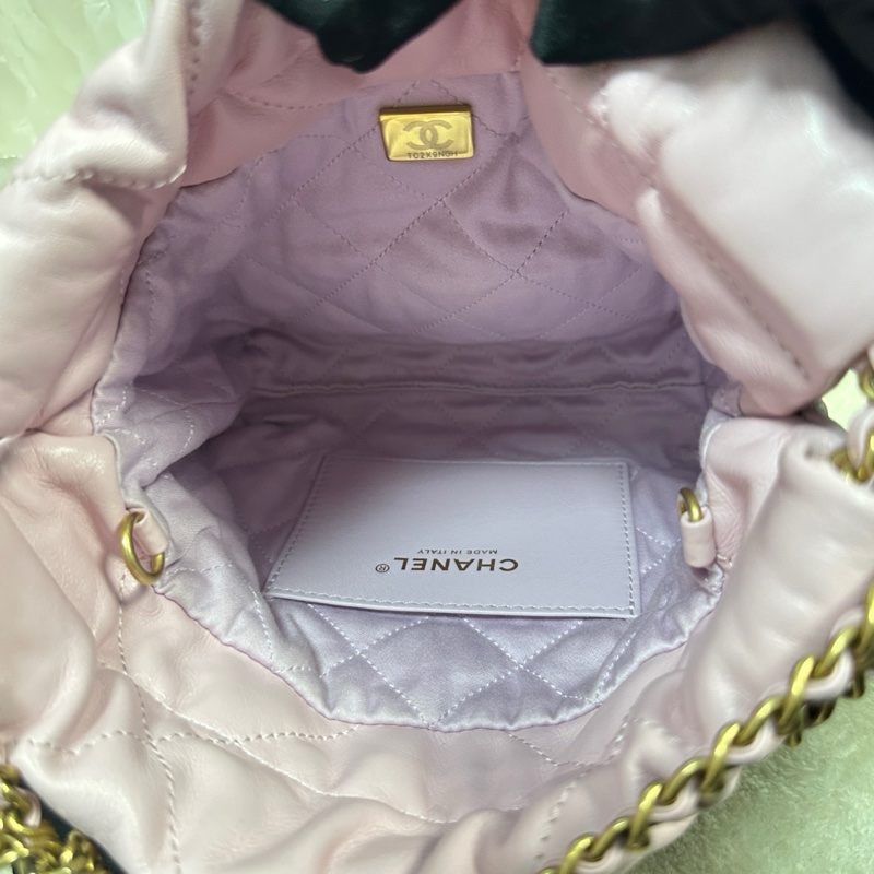 Chanel 香奈兒 24S 22bag 垃圾袋 mini 粉色拼紫色-6