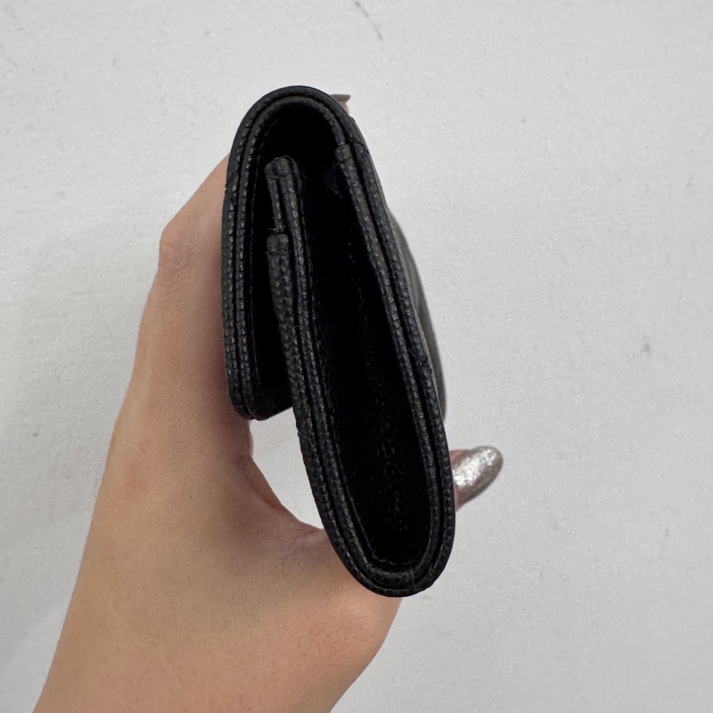 Chanel 黑荔枝皮淡金釦卡包 閒置品 晶片款-2